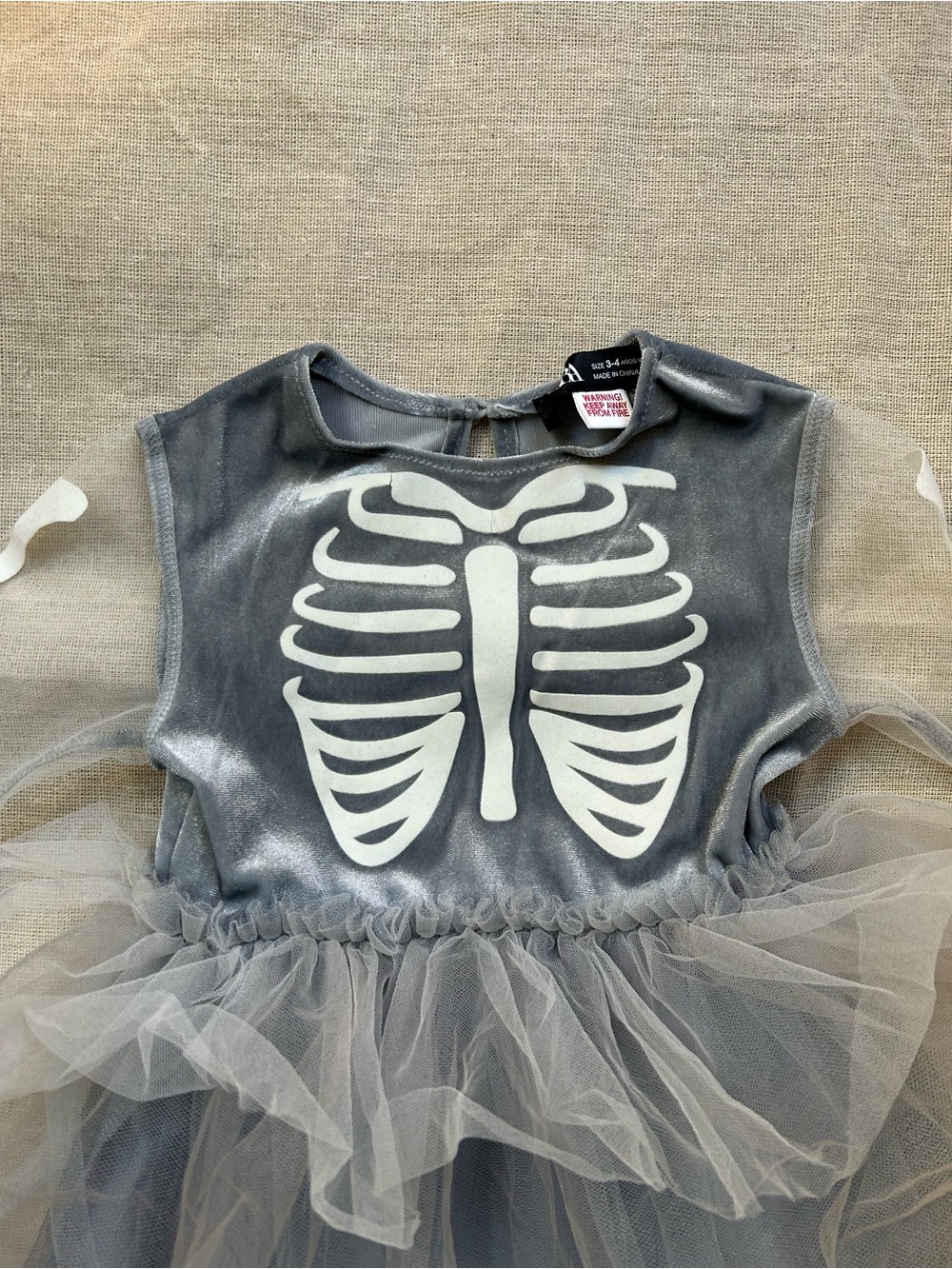 Zara Kids Gray Skeleton Tulle Costume Dress